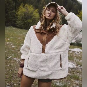 Free People Fall to Rise Fleece Snap Button Pullover